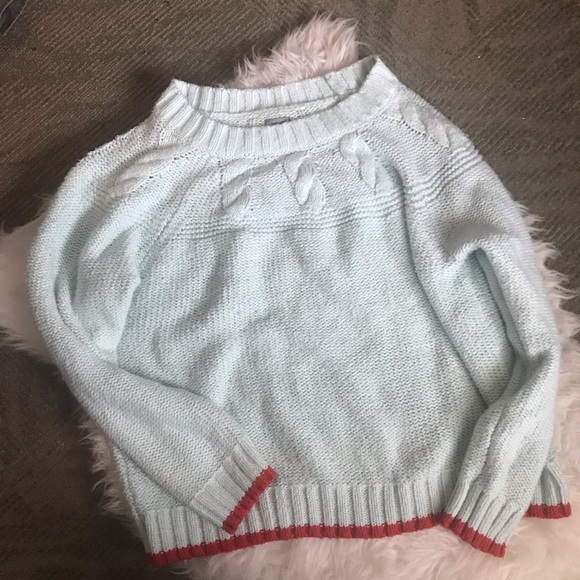aerie Sweaters - Aerie Mint Green&Red Cable Knit Sweater